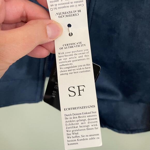 Superlative Fashion SF Italian Luxury Bomber Jacket Mens M Suede Zip Up Blue NWT - Picture 14 of 14